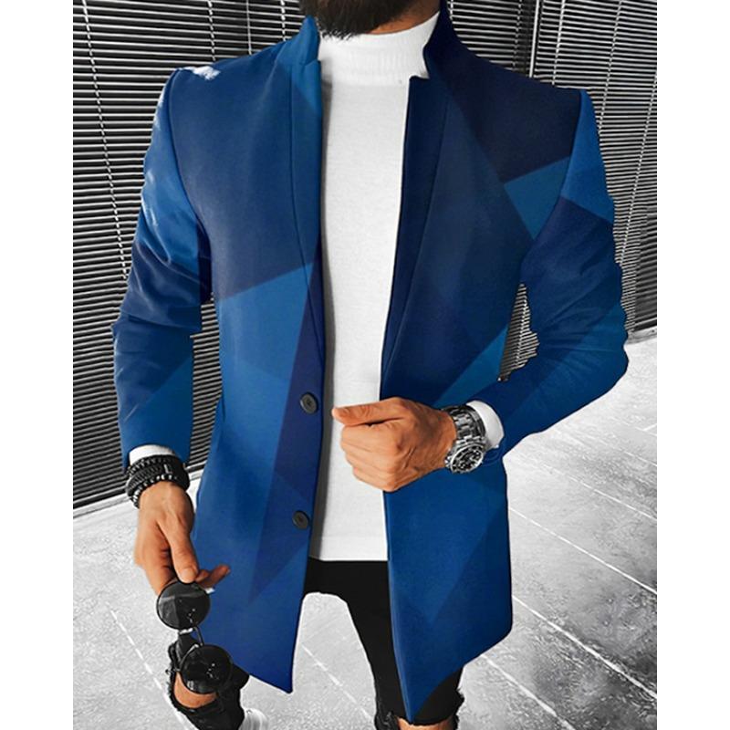 Automne Hiver Mode Homme Décontracté Affaires Laine Dégradé Manteau Mi-long Tenue Hombre Élégant