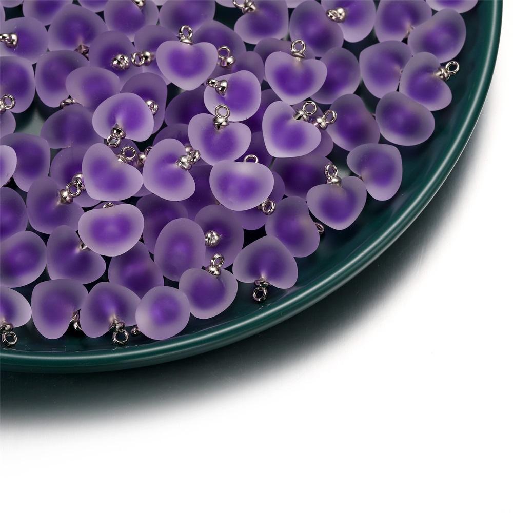 10pcs/lot Resin Frosted Multicolor Heart Charms For Handmade Bracelet Earrings Necklace Pendant DIY Jewelry Making Supplies