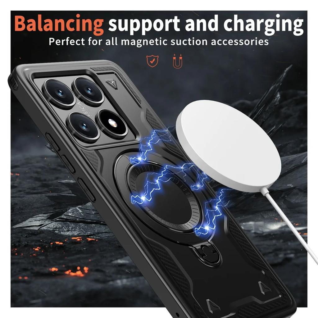 Armor Enhance Magnetic Ring Stand Case for Xiaomi 14T Pro POCO C75 C65 C55 X6/M6 Pro 4G 5G PC+TPU Magsafe Wireless Charge Cover