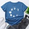 Space Secret Print Loose Round Neck Short Sleeved Pure Cotton Women's T-shirts