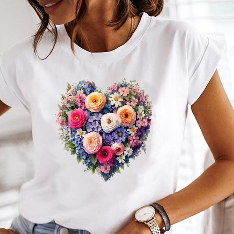 (Asian Size) Butterfly Cute Casual T Shirt Lady Female Top Printed Clothing  Fashion Graphic Short Sleeve T-shirts Women Tee