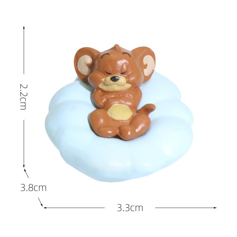 PVC Sleeping Tom and Jerry Car Ornament, Sweet Sleep Dolls for Car Interior Decoration, Cute Cartoon Dashboard Figurine