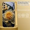 Elegant Golden Rose For Samsung A 31 32 A33 A34 35 14 A15 13 A16 25 26 50 52 53 54 55 56 70 71 72 73 Golden Glass Phone Case