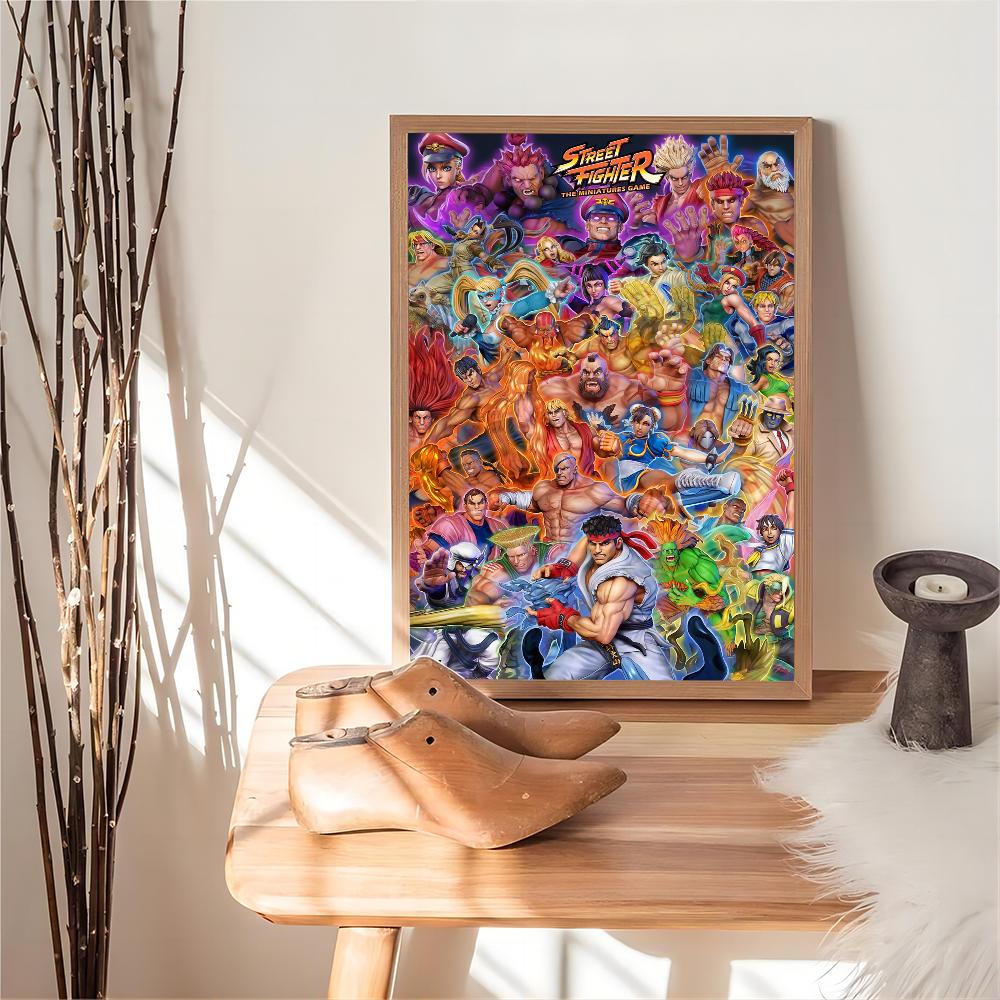 Spiel S-STREET F-FIGHTER Poster Anime Poster Klebend HD Qualität Wandkunst Retro Poster für Zuhause Kawaii Raumdeko