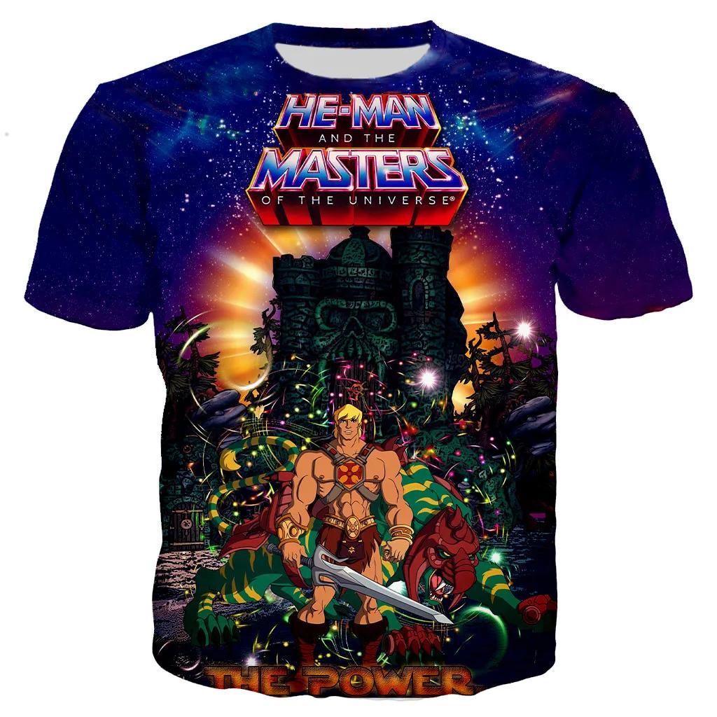 

3D Masters of the Universe Character Graphic Printed Casual Short Sleeved Children s Boy T-shirts - Medium Stretch Fabric Summer Relaxed Fit Clothing 120