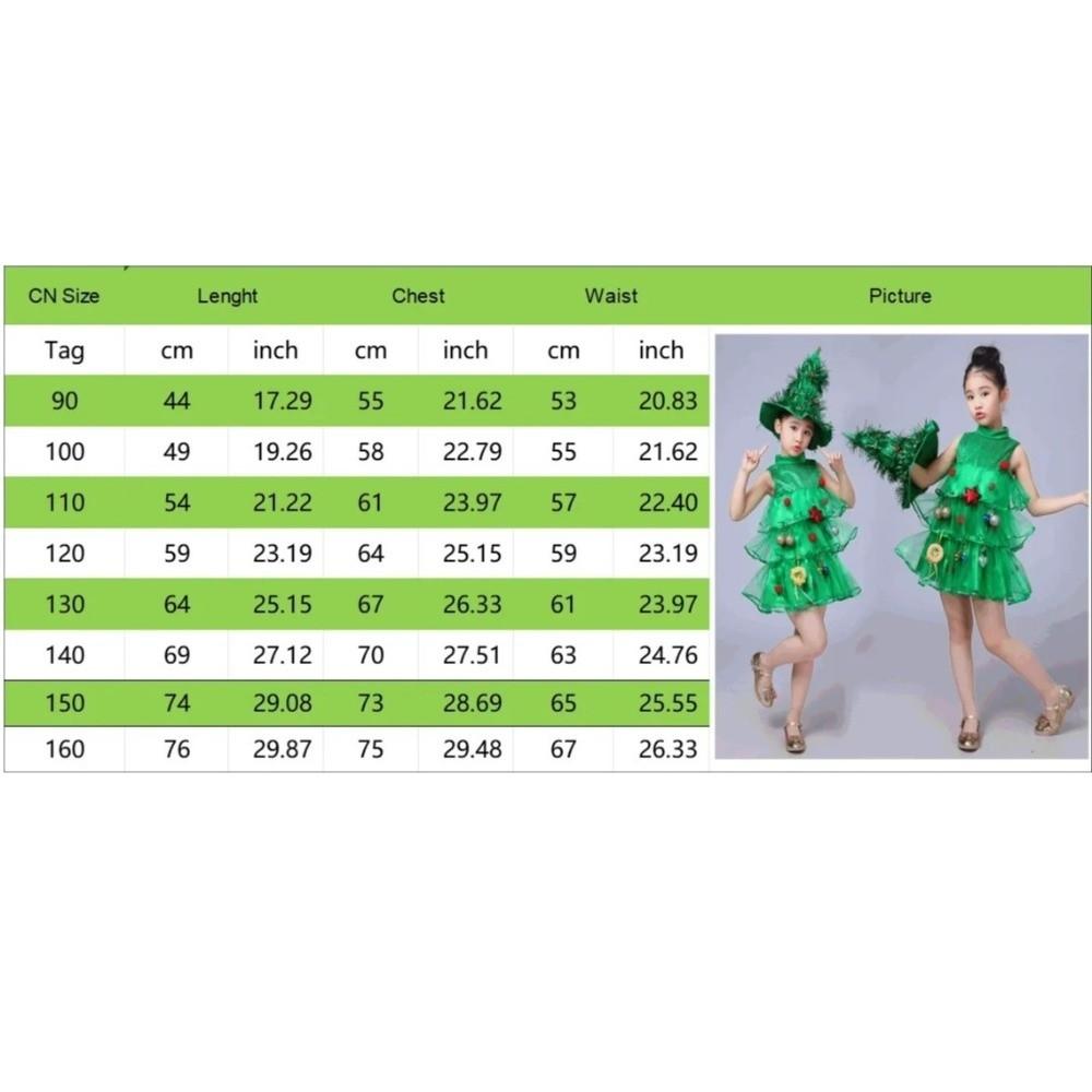 Fancy Christmas Tree Dress Green Elf Costume New Princess Skirt  Girls