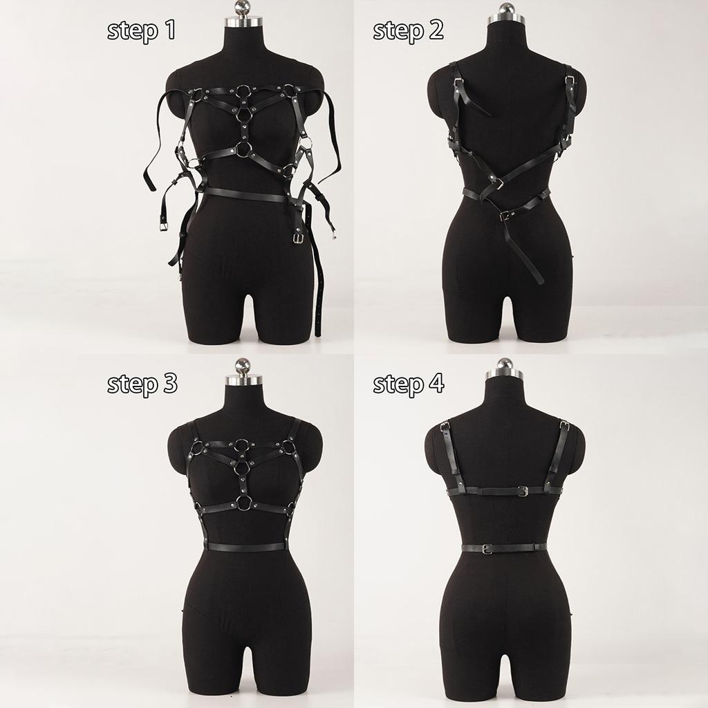 Fashion Women Pu Leather Hollow Cage Bra Gothic Body Chest Harness Belt Adult Punk Chest Bra Harness.