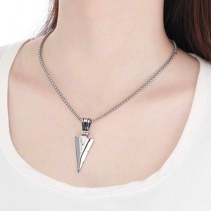 Personalized Stainless Steel Spearhead Pendant Necklace for Men Women Hip Hop Gold Color Long Accessories Rock Trend Jewelry