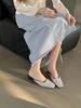 Fashion Square Toe Women Slides Slippers Summer Outside Dress Shoes Black Silver 2024 New Arrivals Party Thin Low Heels Sequined Cloth
