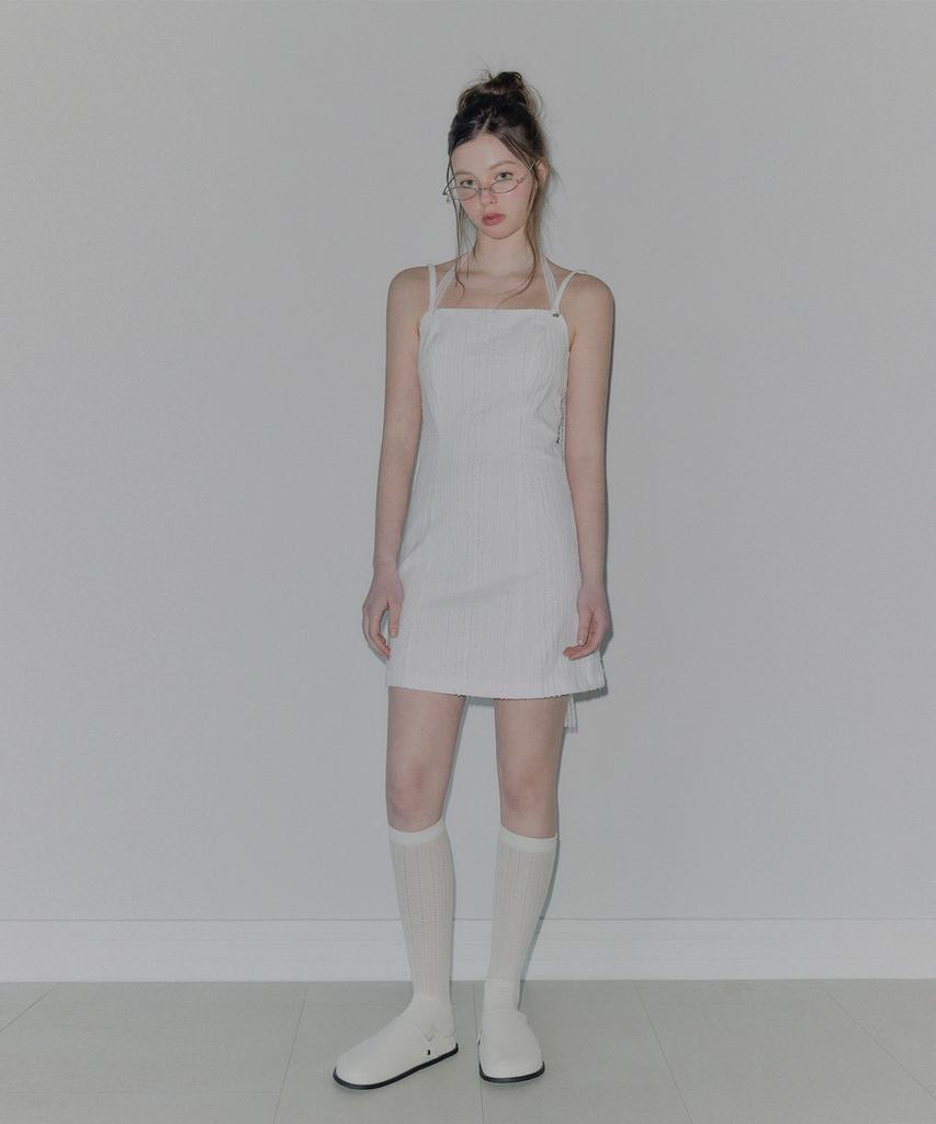 Teuwi Flirty Lace Strap Sleeveless Mini Dress