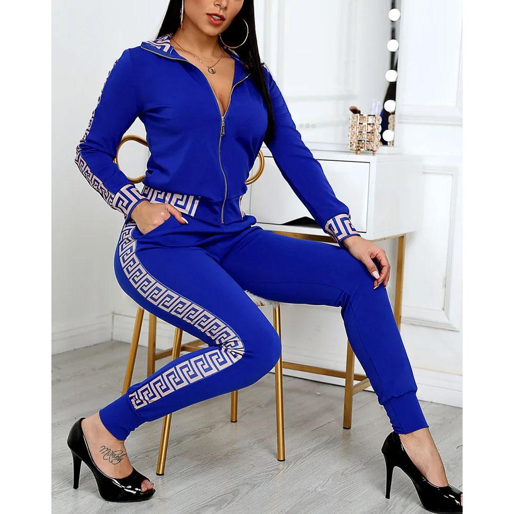 Female Stylish Coat & Pant Zip Sets Joggers Y2k Tracksuits Women Elegant Two-Pieces Suit Sets