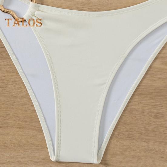 Women Bikini Set Metal Ring High Waist Two Piece Swimsuit Sexy Halter String Cut Out Bathing Suit for Beach Vacation Party