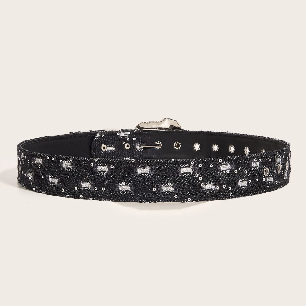 Luxury Design Punk Denim Waistband Versatile Waist Strap Fashion Hollowed Belt