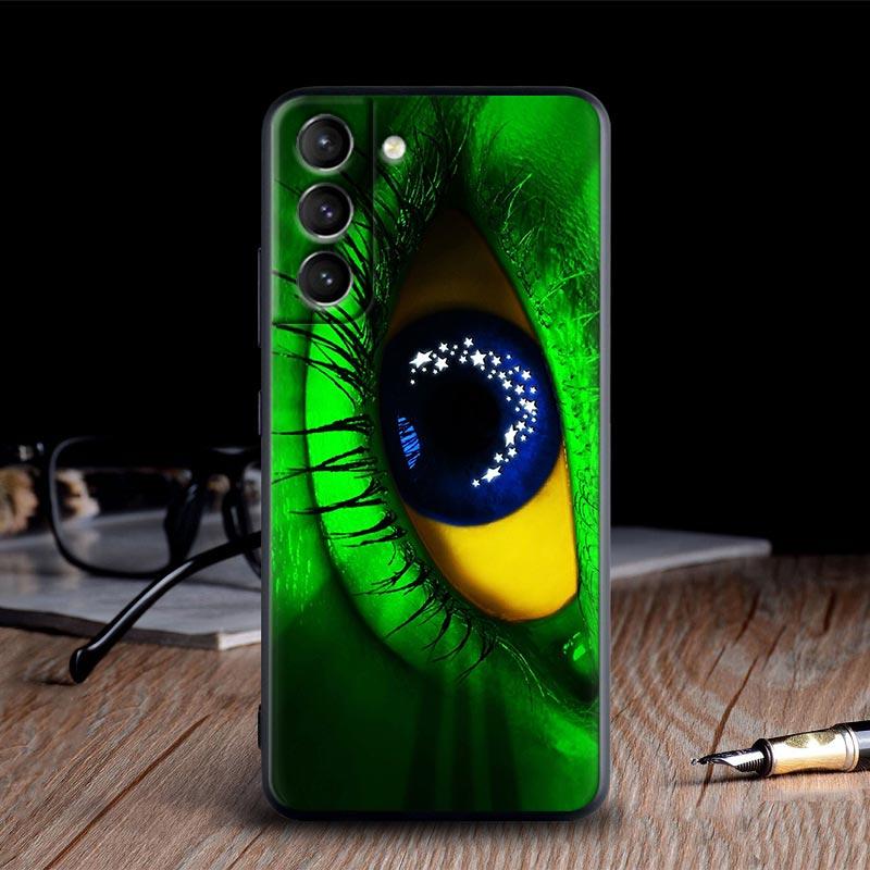 Brazil Flag Silicone Case For Samsung S23 Ultra S24 5G S21 S20 FE Back Cover Galaxy S22 s23 S24 S10 Plus Case Brazilian Football