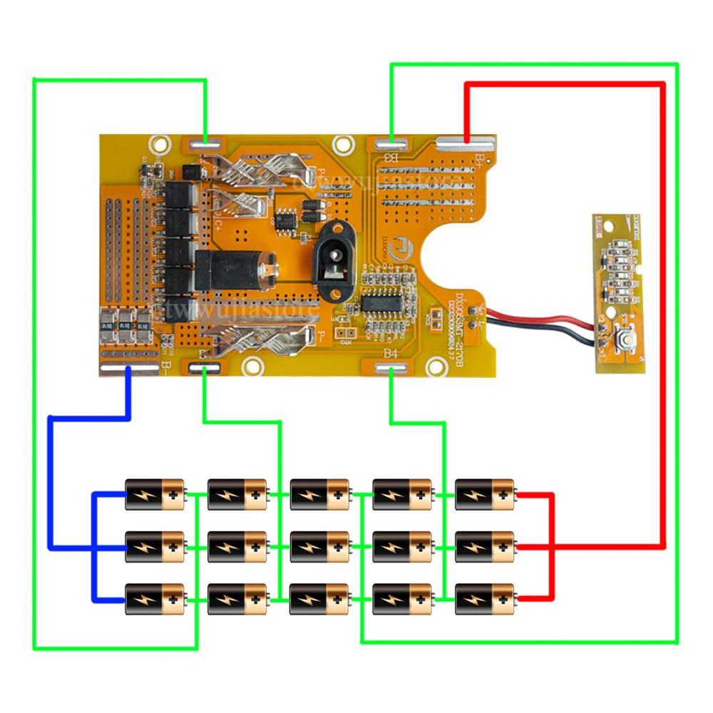 15 Cell 21700 Lithium Battery Case Protection Circuit Board PCBA BMS for Lomvum Zhipu Hongsong Jingmi No Original For Makita Box