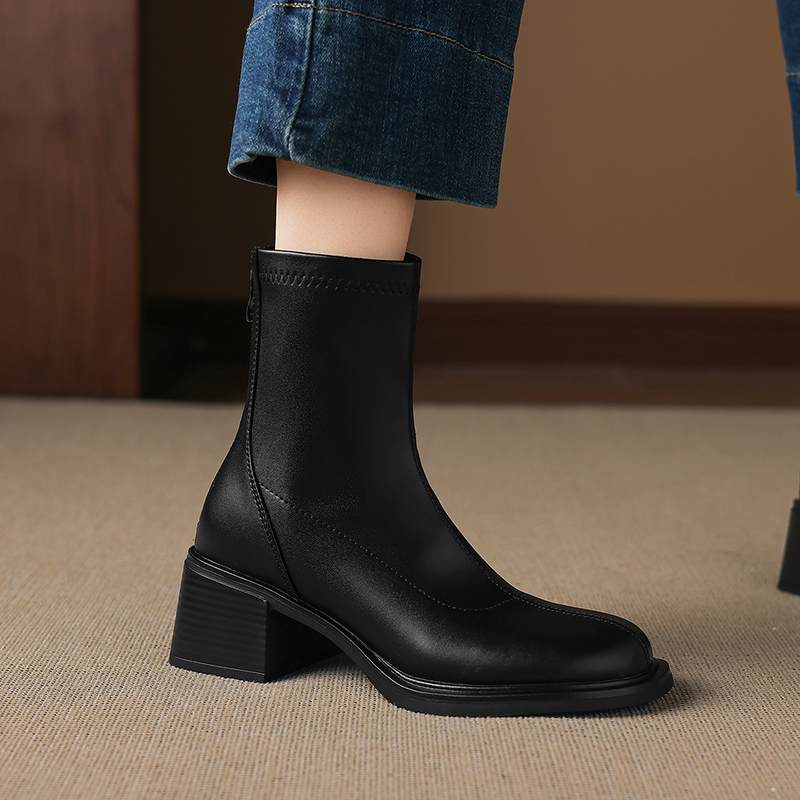 Krazing Pot Microfiber Winter Round Toe Modern Platform Size 33 Boots Size 43 Women Fashion Stretch Ankle Boots