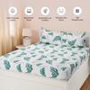 King Size Flat Bedsheet with 2 Pillow Cases | 180 TC | 100% Cotton | Washing Machine Washable | 90 x 108 Inches | Floral Design (Green)