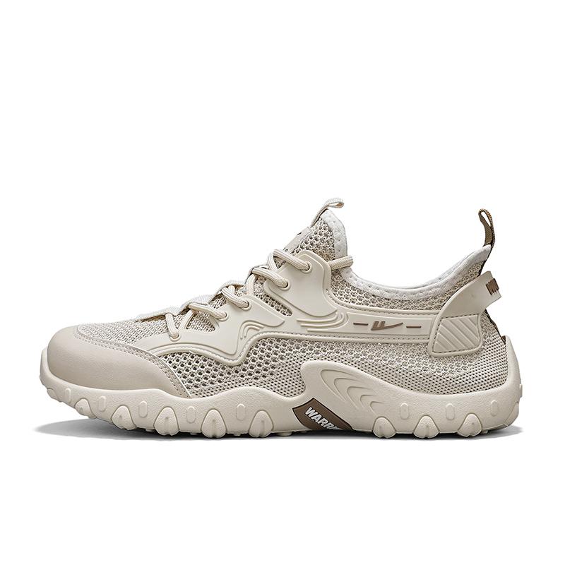 Warrior Stylish Minimalist Trendy Versatile Daily Commuting Lightweight Breathable Slip-Resistant Low-Top Casual Shoes Men sneakers Beige WXY-L725C01