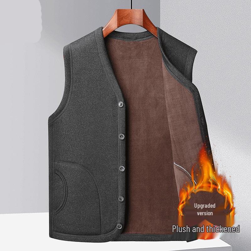 

Men s Fleece-Lined Warm Vest for Middle-Aged and Elderly 4XL [75-82.5kg] темно-сірий