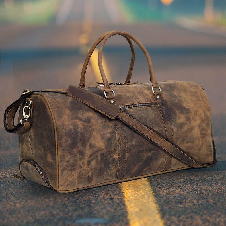 Kožená cestovní taška na vozík pro muže a ženy 24palcová cestovní taška přes noc na víkend Duffle Gym Cabin taška s kolečky pro snadné přenášení