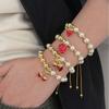 Hot-Selling Mother'S Day Beaded Cherry Bracelet Pearl Bracelet Niche Personality Dripping Oil Strawberry Round Bead Jewelry