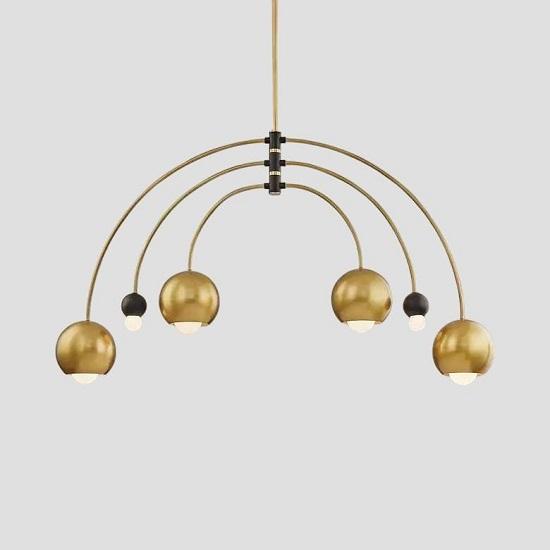 

Mid-Century Modern Sputnik Chandelier: Black Polished Brass 6-Light Fixture