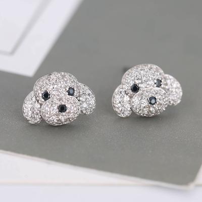 100% 925 Sterling Silver Crystal Cut Dog Stud Auskari Sieviešu ballītēm Dāvanu Rotaslietas Pendientes Boucle