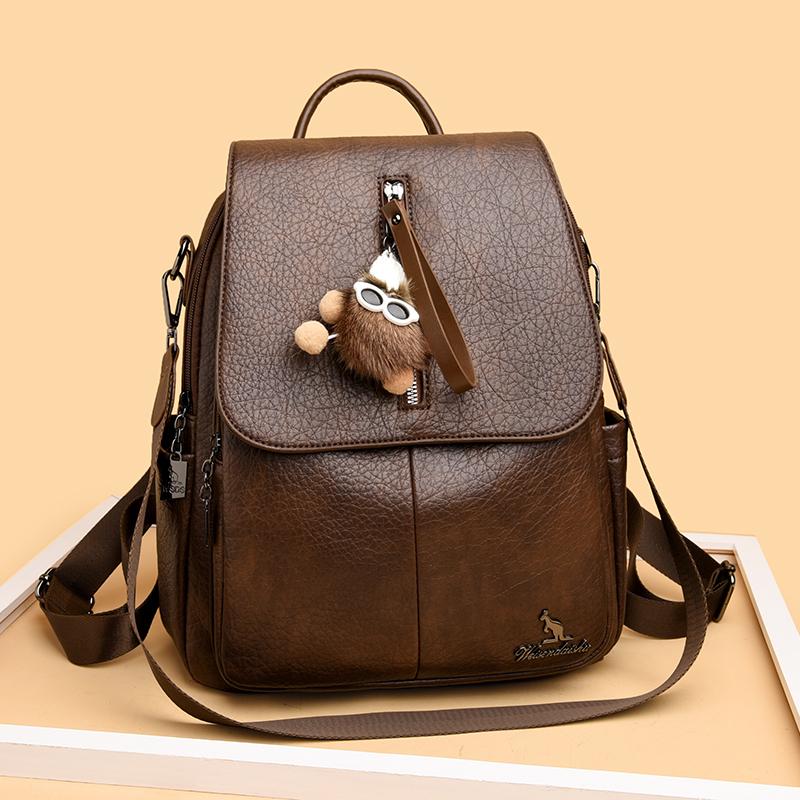 Vintage PU Rucksack Damen Pendler Große Kapazität Reise Rucksack Multifunktionale Umhängetasche