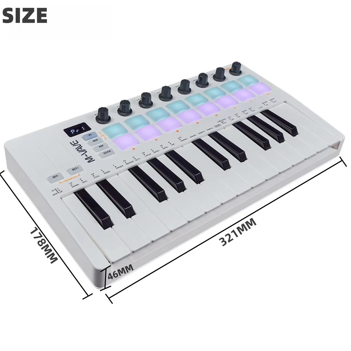 MIDI-контроллер SMK-25 II Pro | 25 клавиш + сетка 16 пэдов + 8 ручек | RGB битмейкер с набором для управления DAW и USB-C подключением