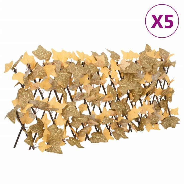 VidaXL Treillis de Feuille d'Érable Artificiel Extensible 5 pcs, Écran de Clôture, Brise-vue d’Intimité, Décoration de 366593