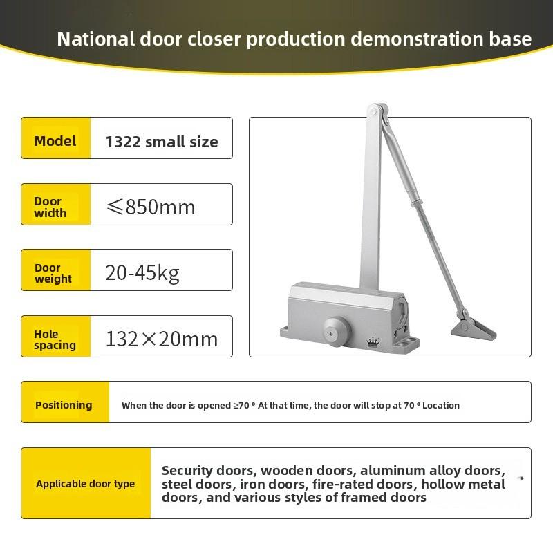Automatic Rebound Hydraulic Door Closer with Two-Stage Buffer Speed Adjustment,Fireproof and Durable Metal Structure