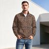 Men's Fall Winter Polka Dot Print Zip Pullover with Stand Collar, Casual Wrinkle- Athletic Top
