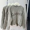 Korean Style Cable Knit Letter Pullover: Age-Reducing, Casual Loose, Soft Short Sweater for Spring/Autumn or Winter