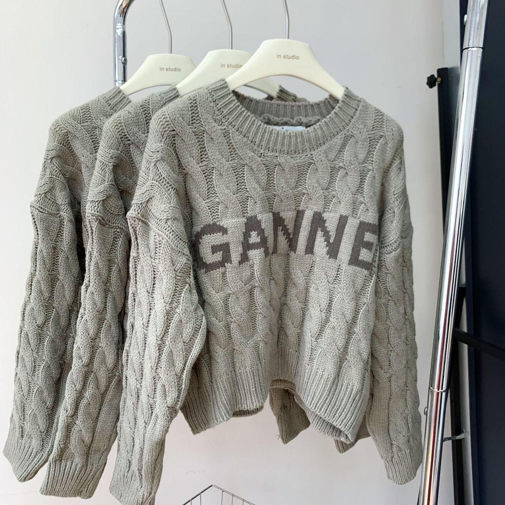 Korean Style Cable Knit Letter Pullover: Age-Reducing, Casual Loose, Soft Short Sweater for Spring/Autumn or Winter