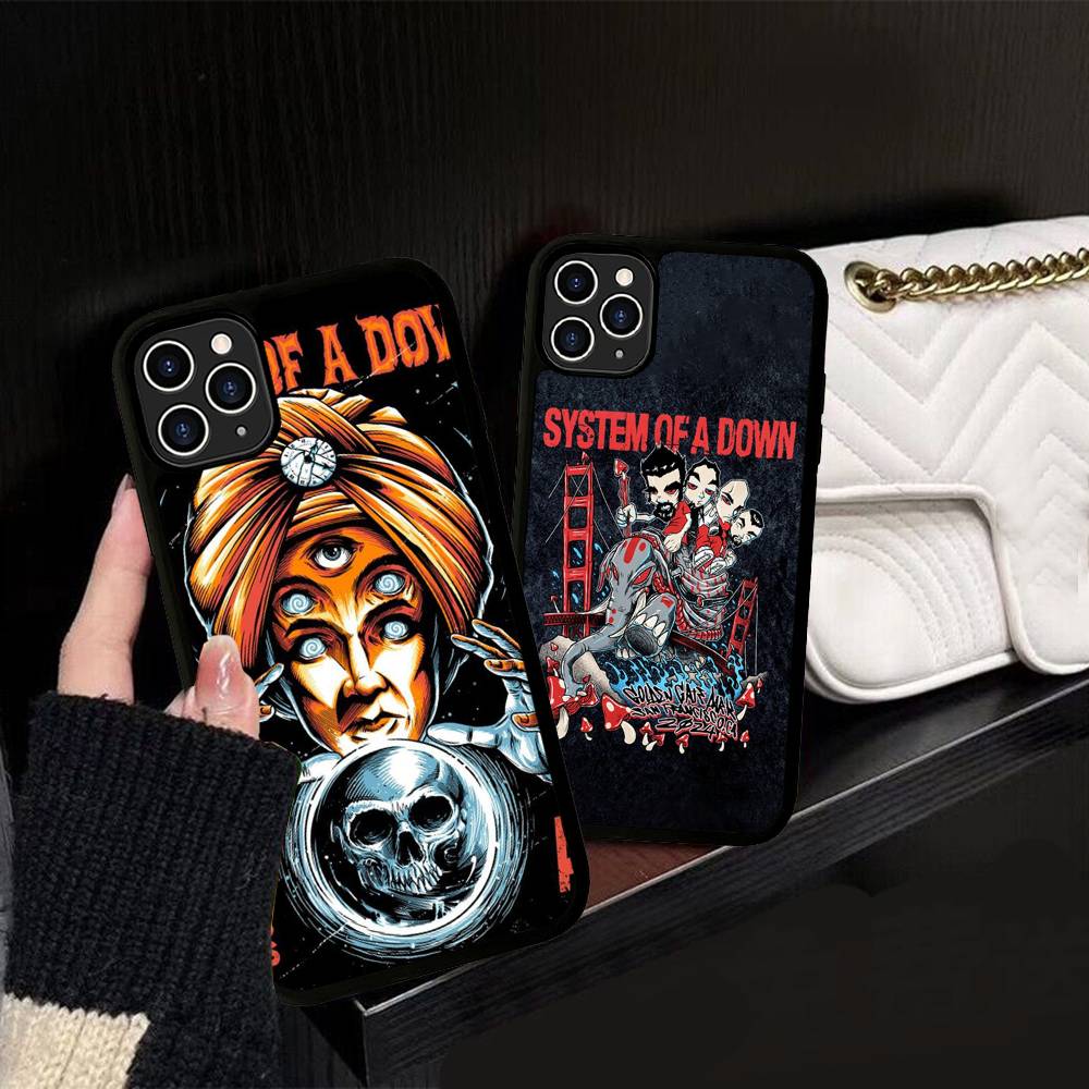 Metal Band System Of A Down PC+TPU Phone Case For IPhone 17 16 15 14 13 12 11 Pro Max Plus Kawaii Cartoon Cover