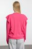 Women's Fashionable Stylish Sweatshirt Fuchsia Ruffle Detailed Relaxed Comfortable Pattern Knitted Sweatshirt