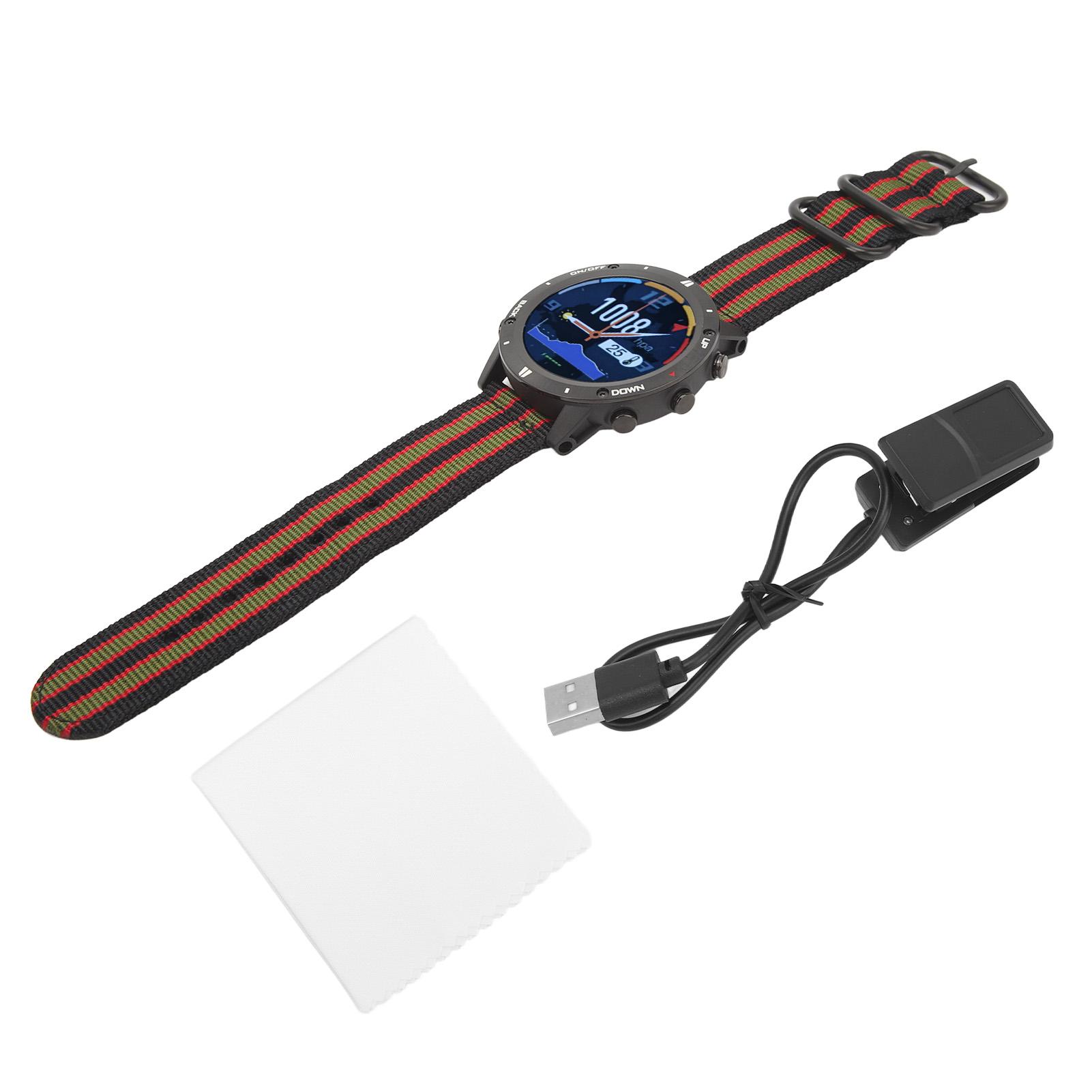 Смарт-часы для бега, плавания, спорта 1,28 дюйма IPS TFT Компас Барометр Умные водонепроницаемые мужские часы Striped design