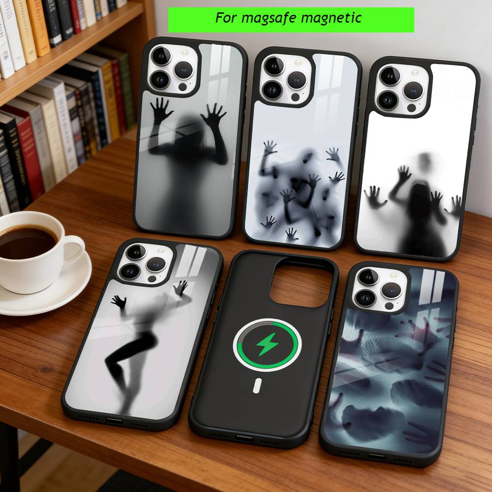 Dark Horror Art Phone Case For iPhone17,16,15,14,13,12,11 Plus,Pro Magnetic with Magsafe Wireless Charging