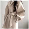 Overcoat New Style Solid Color Loose Cape Coat Collect Waist Woolen Medium Long Coat Women Winter Tops For Woman