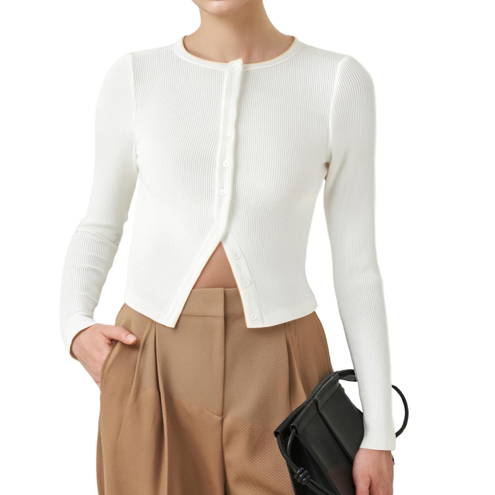 

Женский модный повседневный кардиган с короткими полосками и длинными рукавами, застегивающийся на пуговицы XXL белый