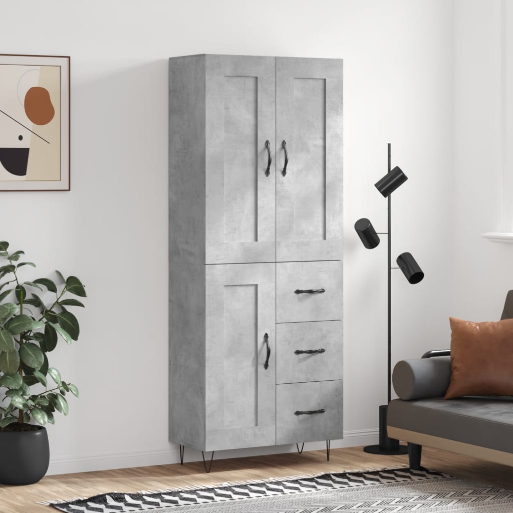 Highboard Concrete Grey 69.5 x 34 x 180 cm Engineered Wood