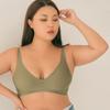 Women's Plus Size V-Neck Wire-Free Soft Support Bra with Removable Cups