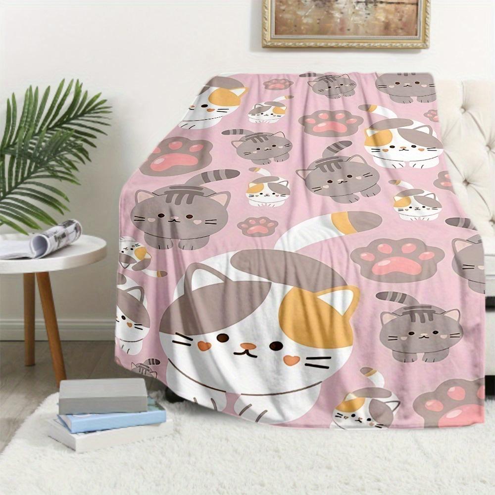 1Pc Cats, Paws Print Flannel Blanket, High quality Digital Printing, Comfortable for All Seasons, Home DecorGifts821027