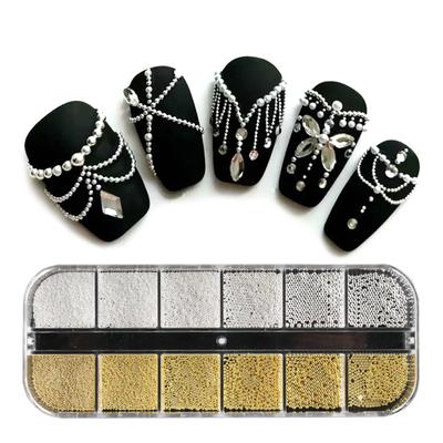 Multi-Size Nail Caviar Beads for Nails 3D Nail Art Decorations Micro Mini Metal Nail Beads Design DIY Nail Jewelry Beads