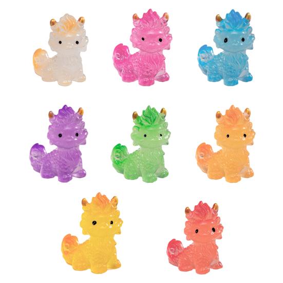 8Pcs Mini Dinosaur Figures, Glow in The Dark Miniature Chinese Mythical Creature Statue, Tiny Resin Animals Ornaments for Fairy Garden,
