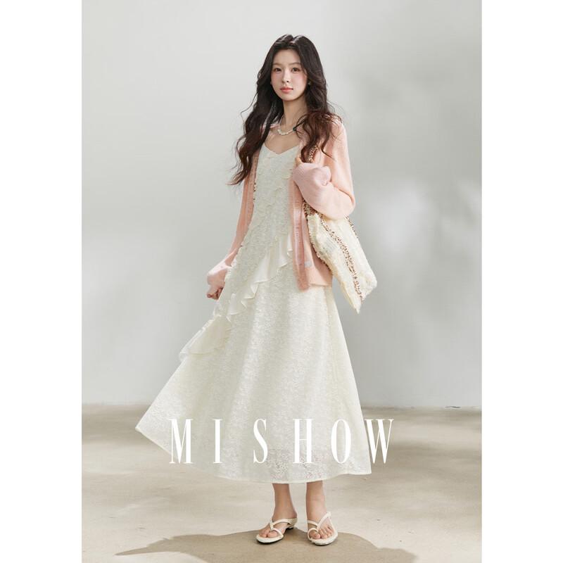 Mishow Irregular Lace Chiffon Sling Dress M