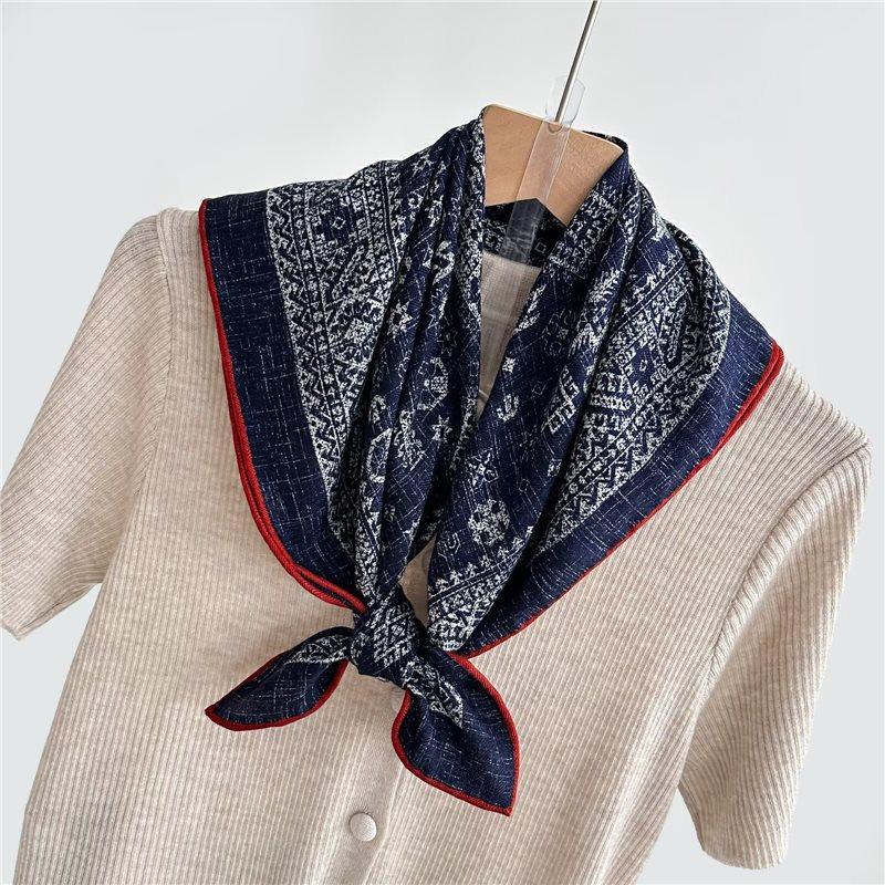 Fashion 70% Wool 30% Real Silk Scarf For Women Shawls Wraps Foulard Scarves Square Pashmina Female Hijab Bandana Kerchief 62Cm