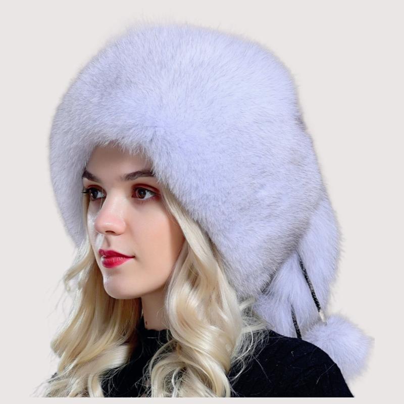 Naturpels Vinterlue Dame Rev 5 Duskhatter Myk Pels Elegant Mote Stilfull Beskjeden Varm Luer med Volum