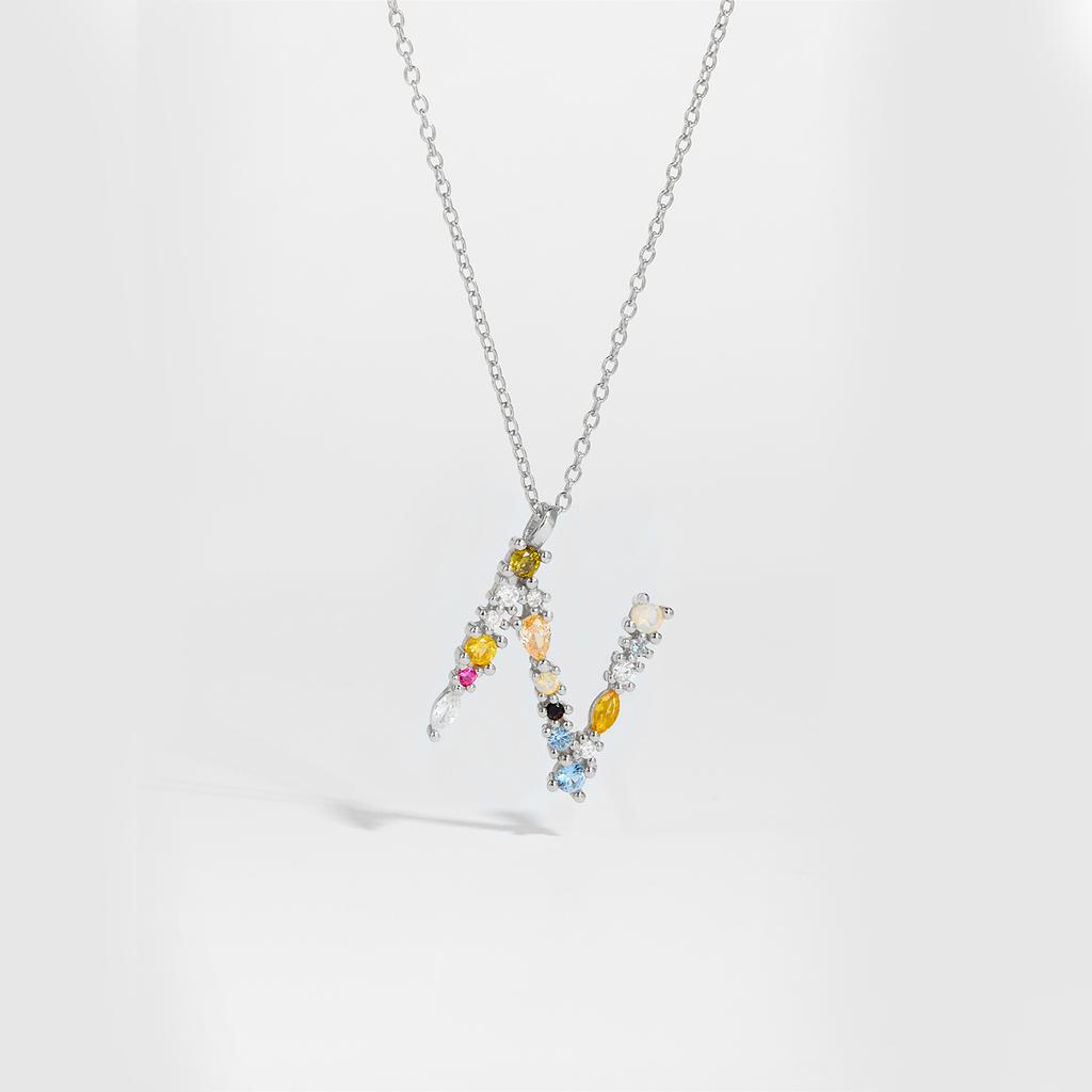 925 Sterling Silver Gold Letter M Pendant Initial F Alphabet Necklace Monogram Opals 2020 Women Accessories Jewelry