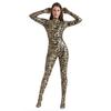 Tuta Integrale Zentai Donna Lucida Metallizzata Leopardata Pelle di Serpente Lycra ad Alta Elasticità Sexy Costume Cosplay Costumi da Bagno Yoga